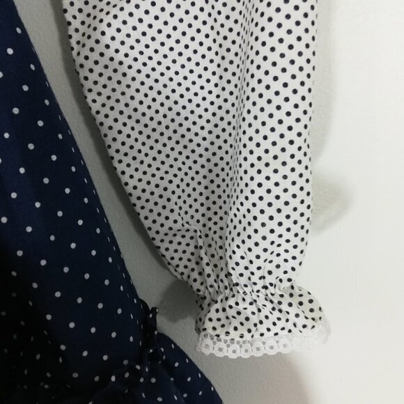 Vintage Miss Quality Girl Ruffled Dress Size 6 Polka Dot Lace Circle 80s Bow - Picture 10 of 15